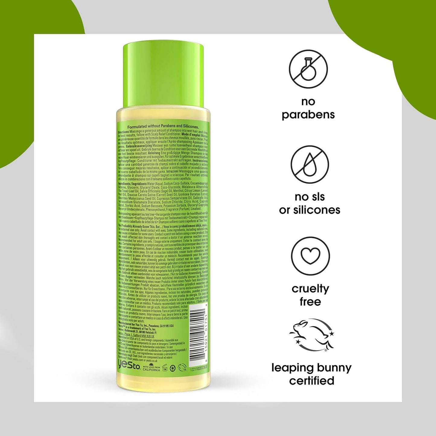 tea tree scalp relief shampoo with tea tree and sage oils to soothe dry, itchy scalps