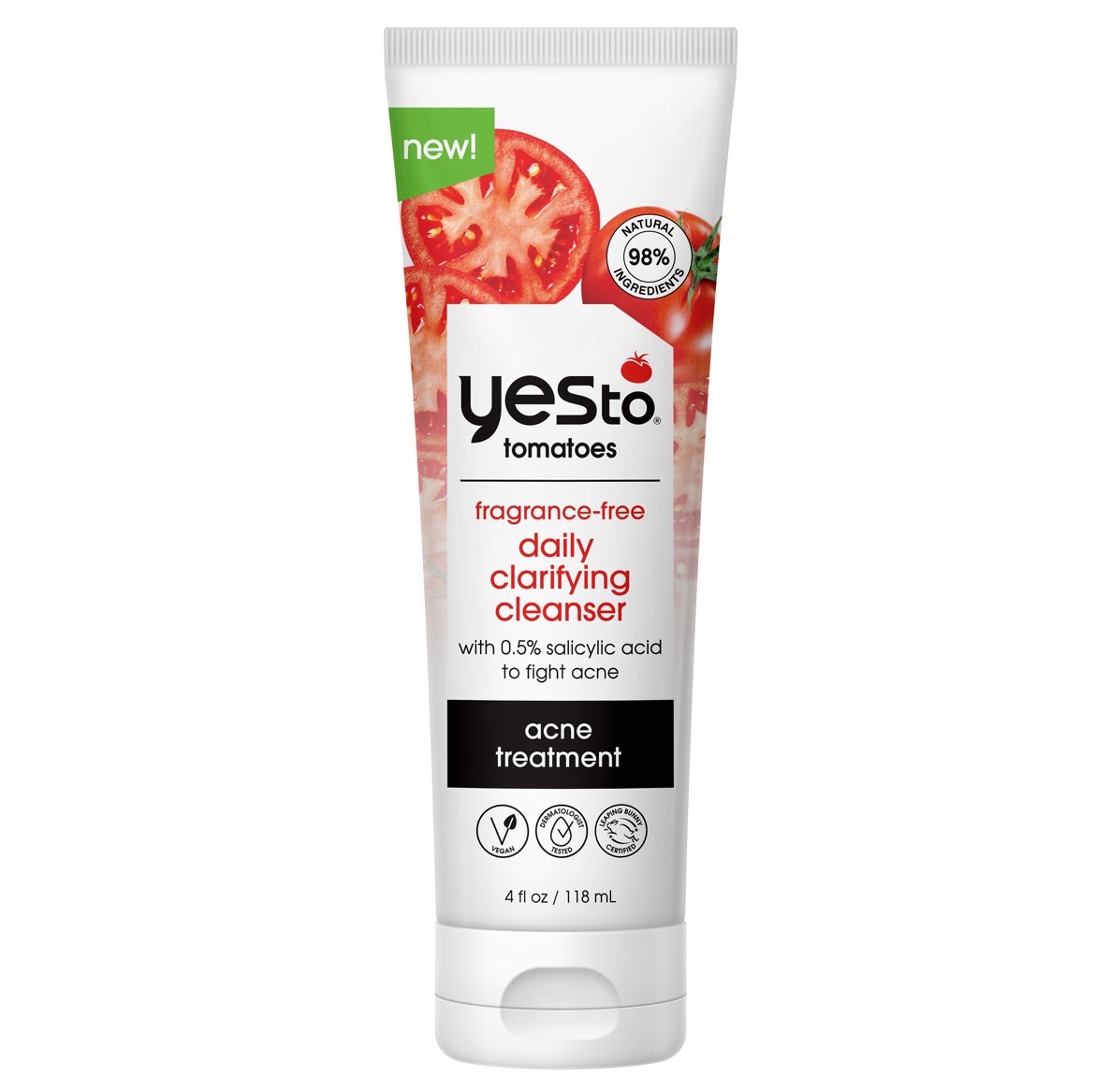 tomatoes fragrance-free daily clarifying cleanser with 0.5% salicylic acid acne treatment