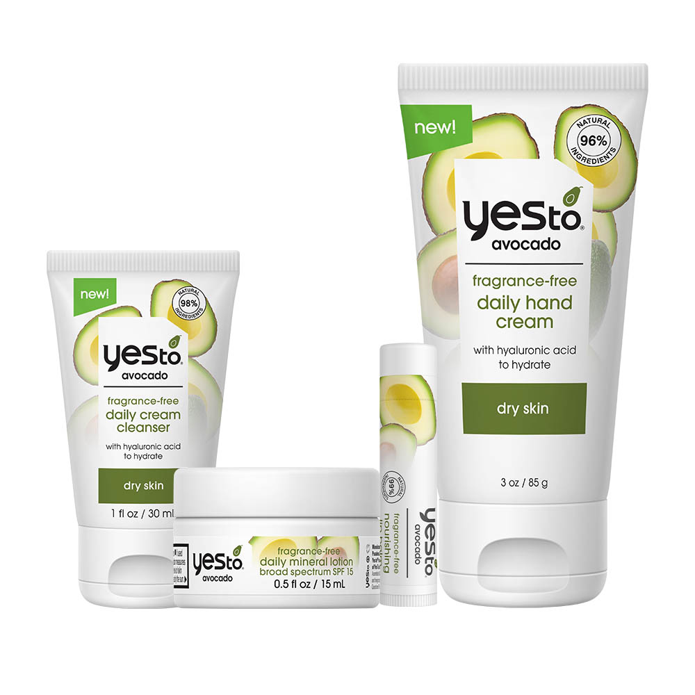 Avocado Travel Kit with Cleanser, SPF, Lip Balm and Hand Cream